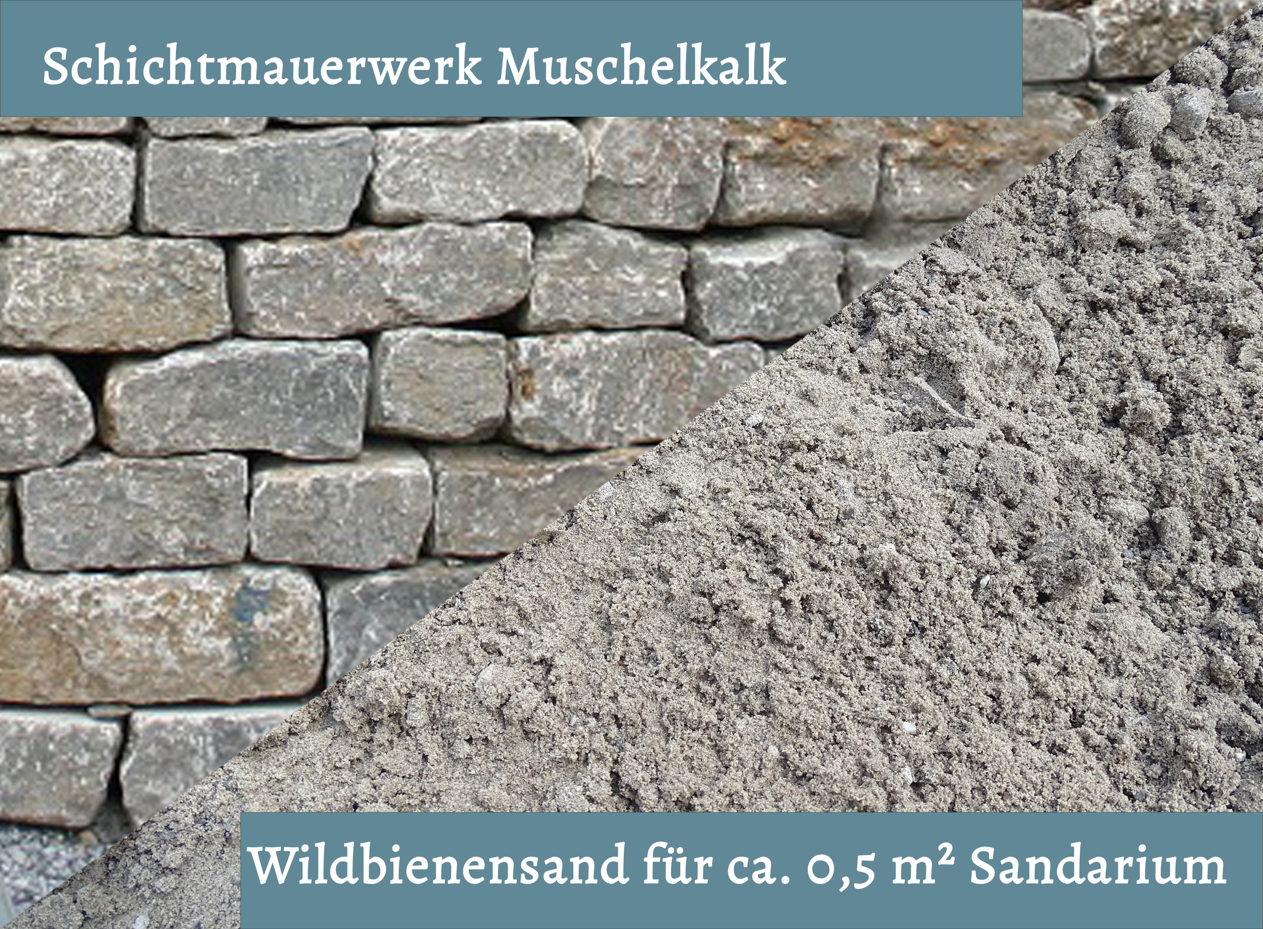 Wildbienensand mit Schichtmauer Muschelkalk für Sandarium 0,5 m²