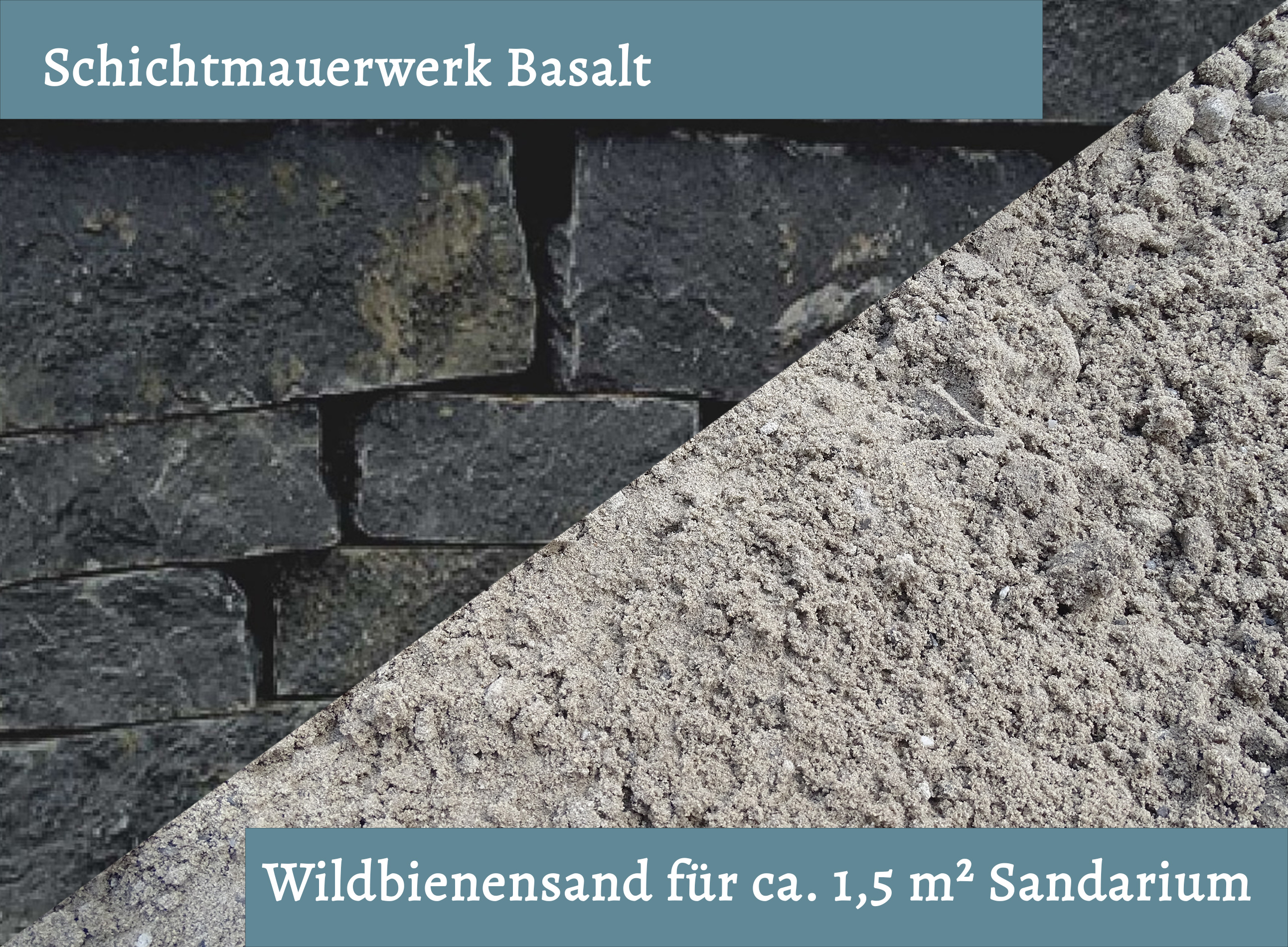 Wildbienensand mit Schichtmauer Basalt für Sandarium 1,5 m²
