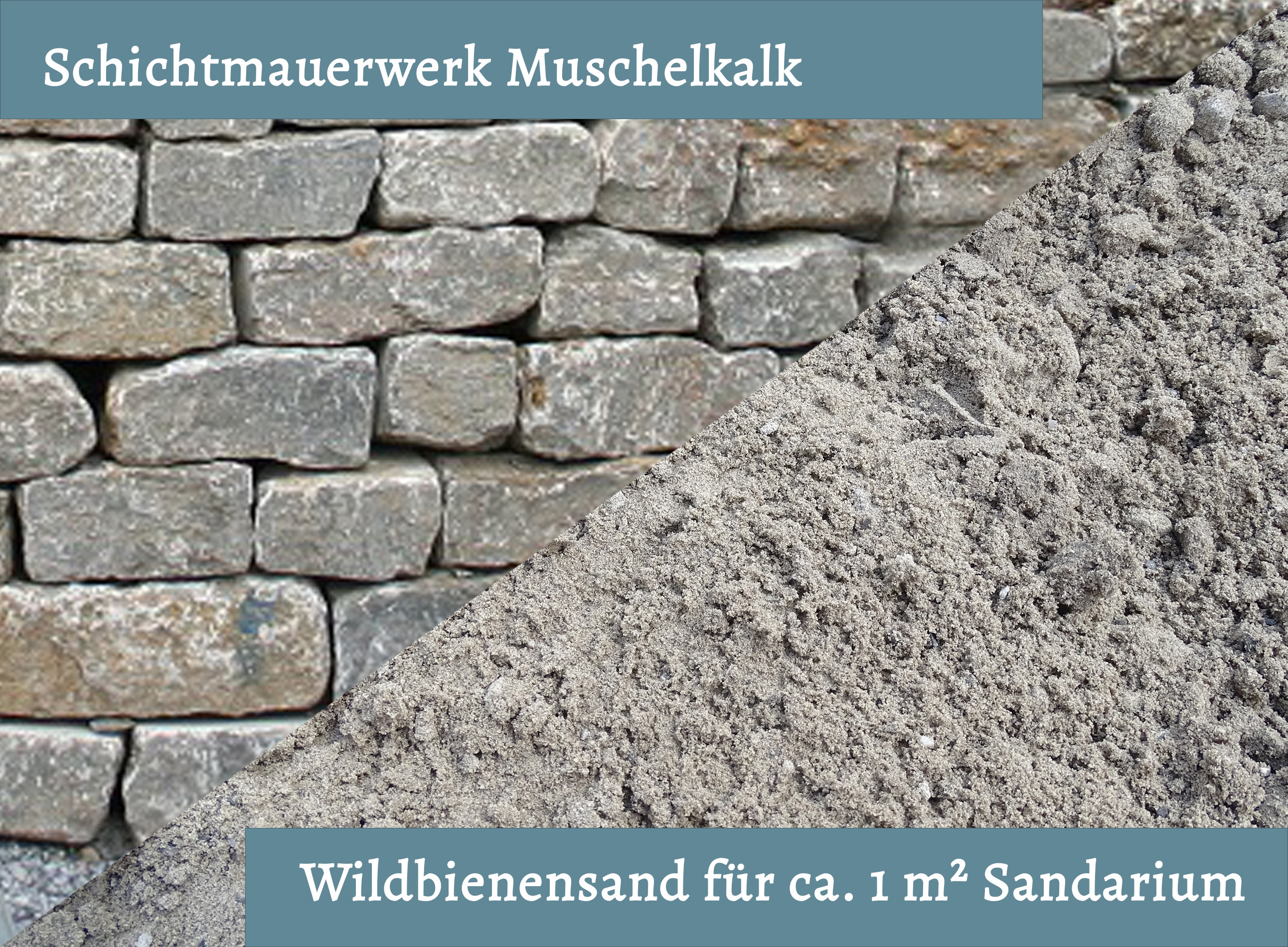 Wildbienensand mit Schichtmauer Muschelkalk für Sandarium 1,0 m²